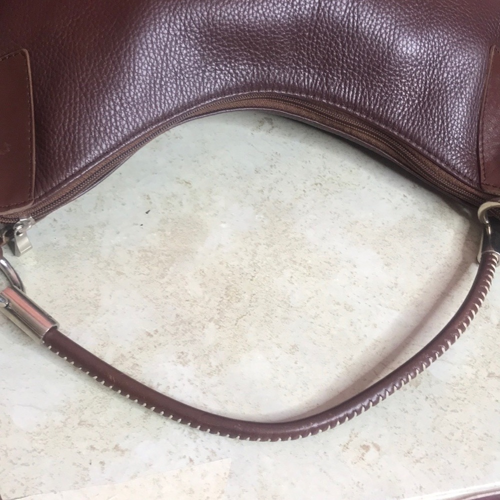 🌟Rossi & Caruso Argentina Brown Pebbled Leather Hobo Bag - Picture 6 of 10